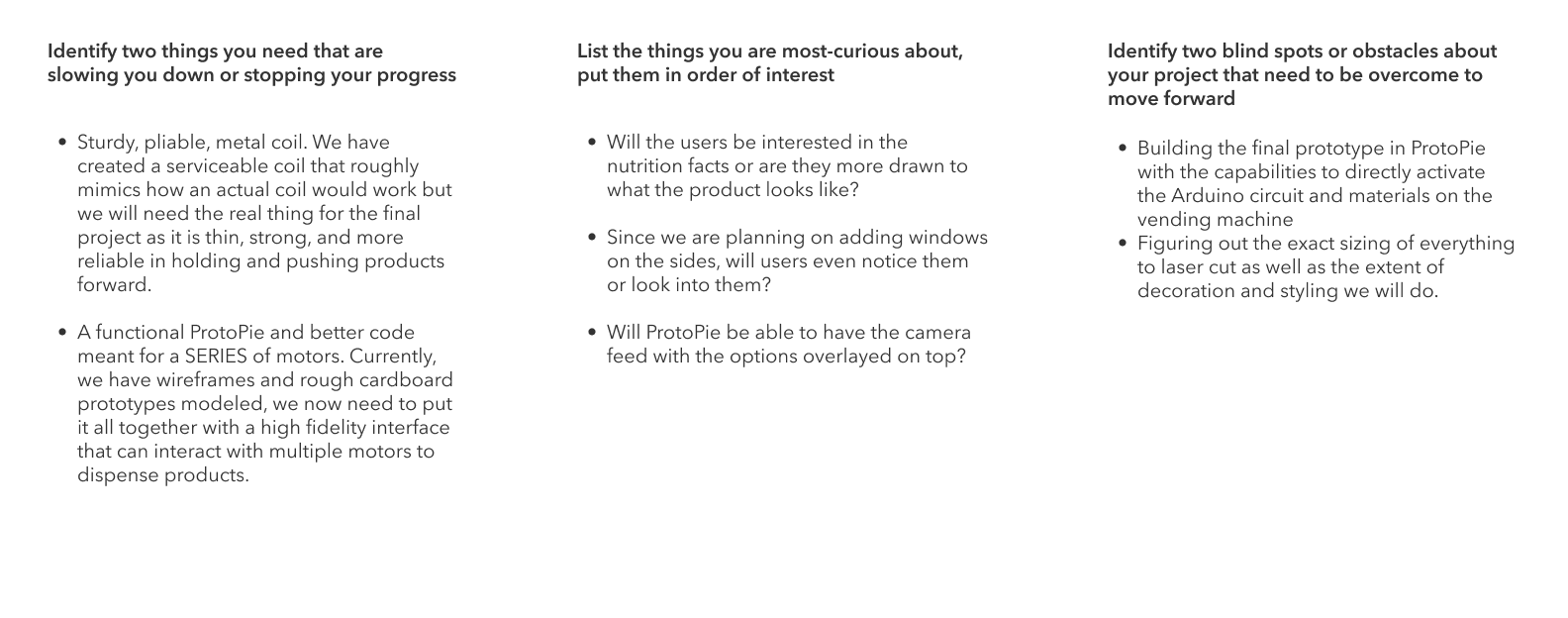 Action Research - Strategizing: Creating a plan of action for how we would build the vending machine prototype and possible obstacles that may arise.