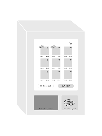 Low-fidelity of the vending machine screen to order.